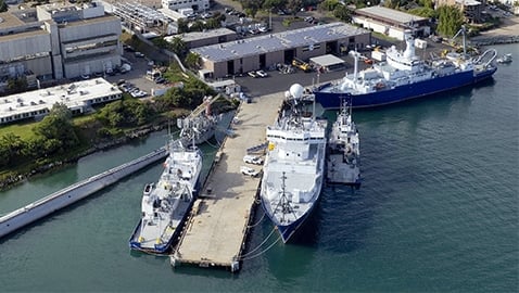 SHIP SHAPE
The UC system announced this week that it will contribute half of the estimated $25 million needed to update the Nimitz Marine Facility in Point Loma. Above, ships dock at the pier, which is reportedly damaged and deteriorating.