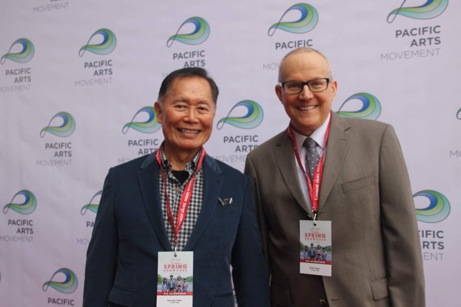 George and Brad Takei arrive at Pacific Arts Movement’s 4th Annual Spring Showcase at Mission Valley for the premiere of the biographical documentary “To Be Takei” on April 17.