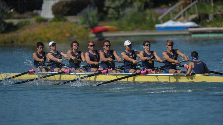UCSD’s Freshman 8 Crew competes in a heat last Saturday afternoon.