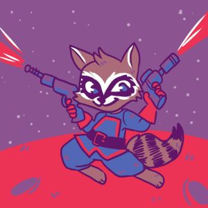 Rocket (voiced by Bradley Cooper) in "Guardians of the Galaxy." Illustration by Jenny Park.