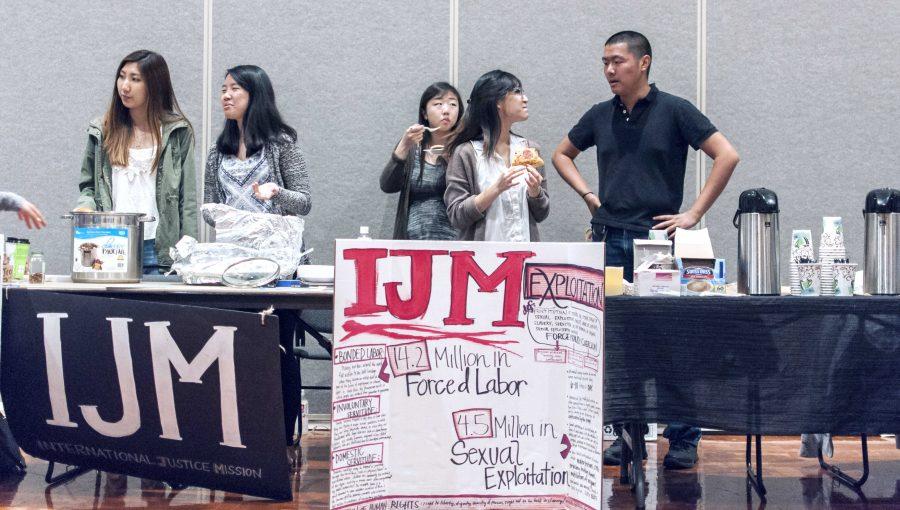 Representatives from International Justice Mission table at UCSD’s second annual Social Justice Cafe Night earlier this week.
Photo by Siddharth Atre / UCSD Guardian.