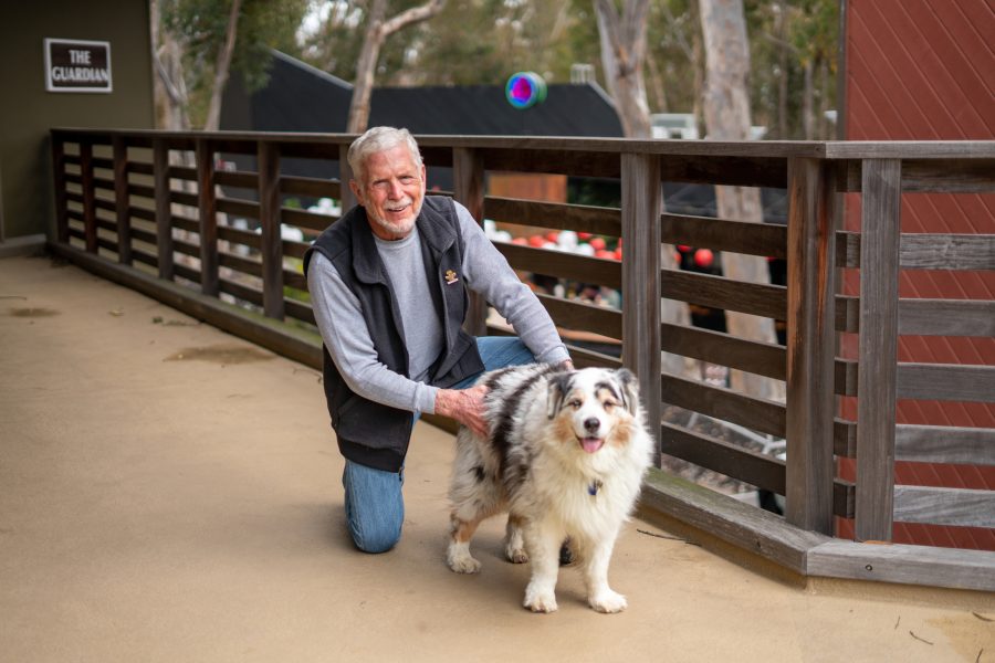 Crossing the Rainbow Bridge: Alumnus Sam Knight Discusses Sunny’s Paw Print on UCSD’s Heart, Continues Daily Strolls with Blue