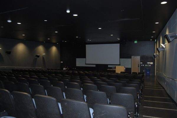 View of the board from the back-right side of Mosaic Hall.